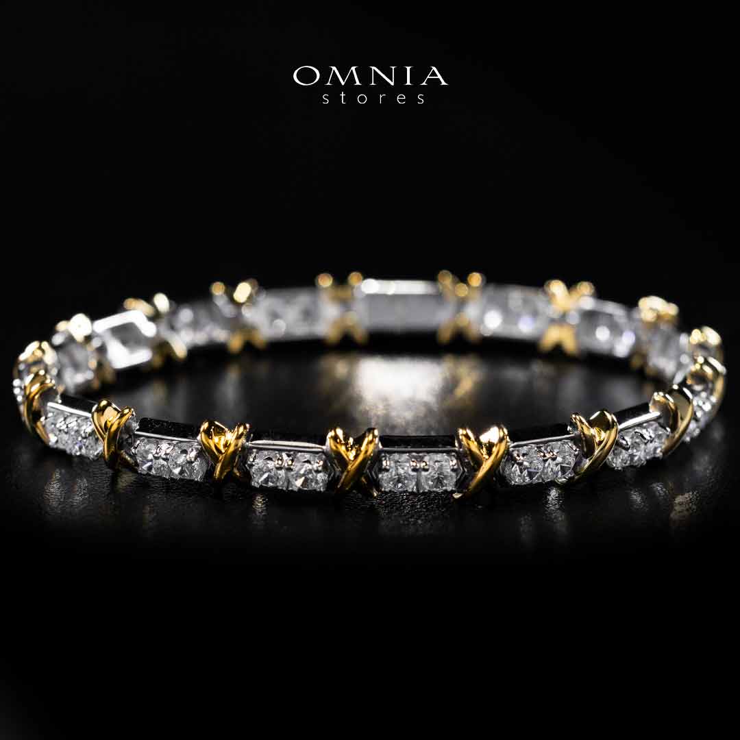 Omnia Aasima White and Glod Bracelet In 925 Silver High Quality Certified Lab Crafted Stones - OMNIASTORES UAE
