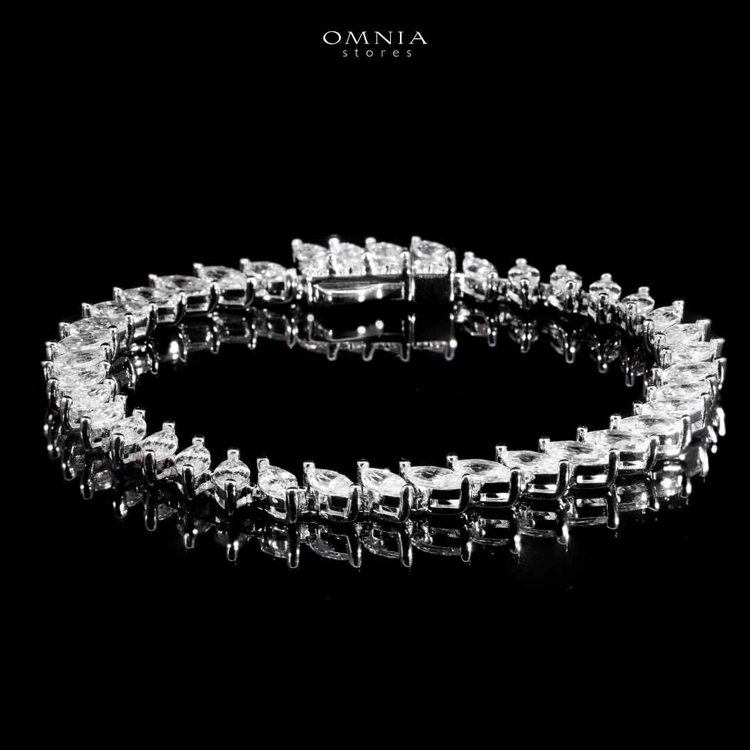 Lamiaa Glint White Bracelet In 925 Silver High Quality Simulated Diamonds - OMNIASTORES UAE