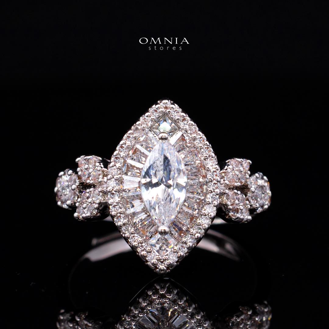 Omnia Lylah Luxury White Necklace, Earrings and Ring Set in High Quality Zircon Stone Rhodium Plated - OMNIASTORES KSA