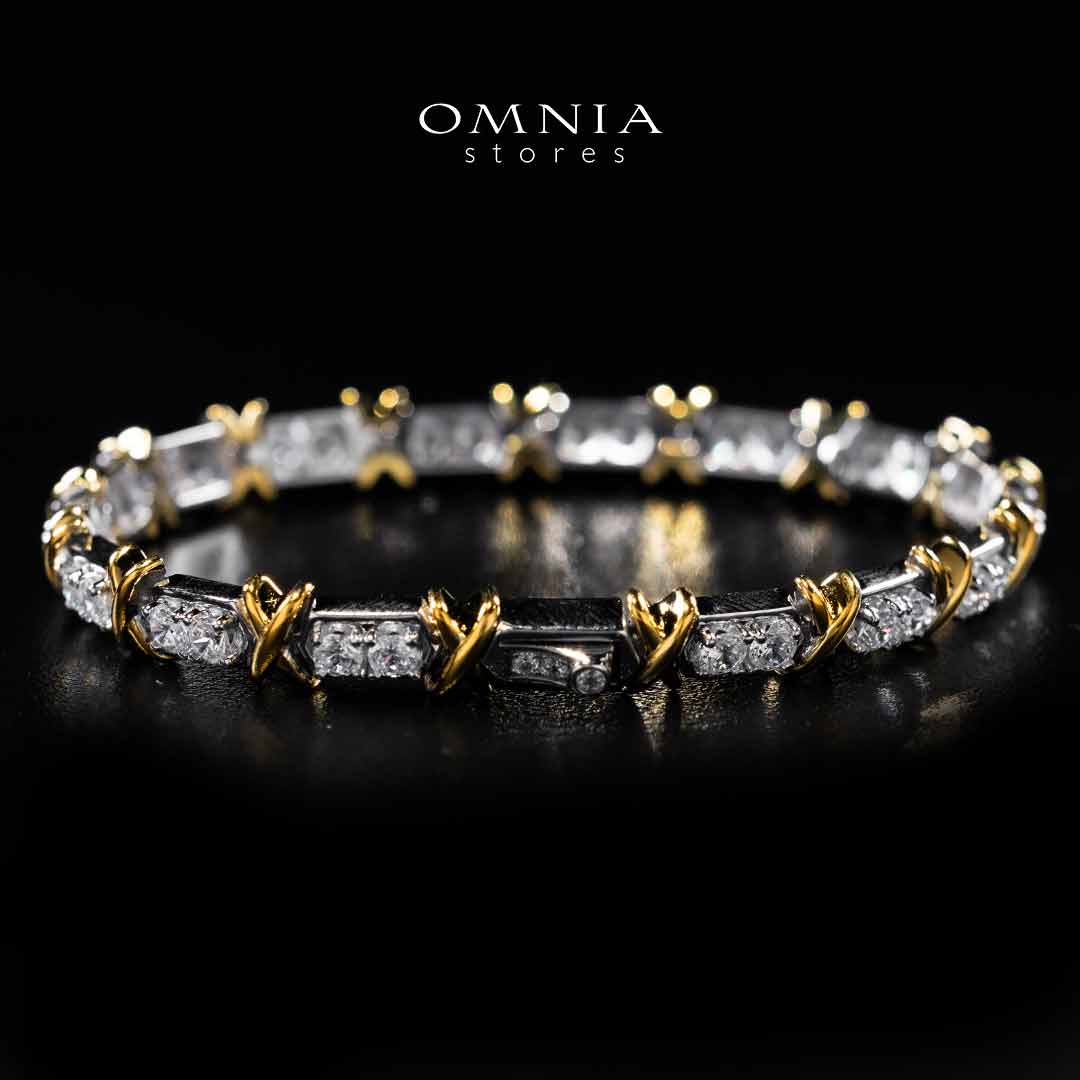 Omnia Aasima White and Glod Bracelet In 925 Silver High Quality Certified Lab Crafted Stones - OMNIASTORES UAE