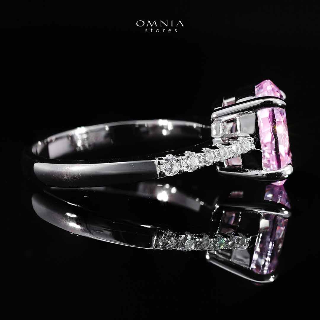 Omnia Bambina Pink and White Ring In 925 Silver High Quality Simulated Diamonds - OMNIASTORES UAE