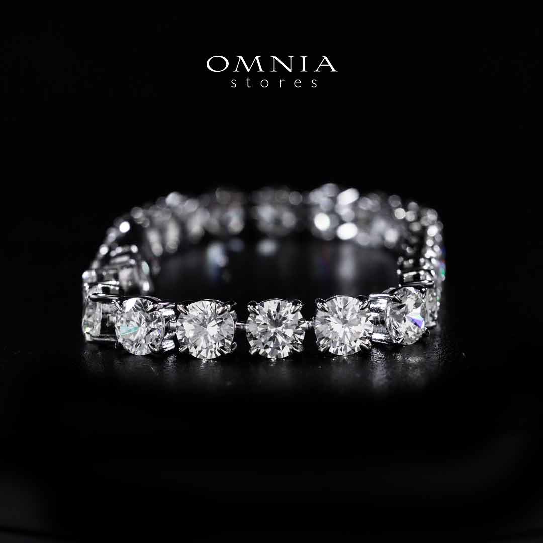 Omnia Baseema White Silver Bracelet In 925 Silver High Quality Certified Lab Crafted Stones - OMNIASTORES UAE