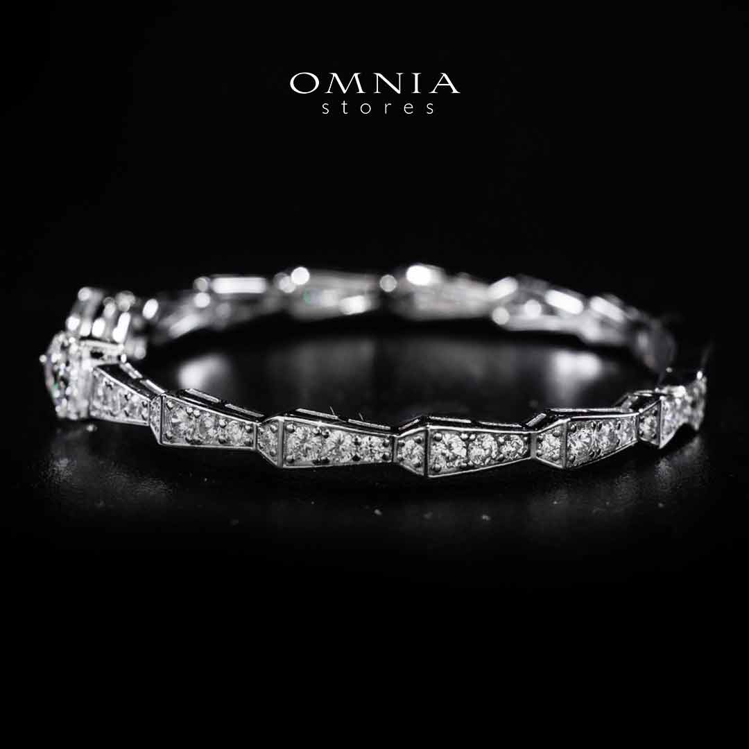 Omnia Aqeelah White Silver Bangle In 925 Silver High Quality Certified Lab Crafted Stones - OMNIASTORES UAE