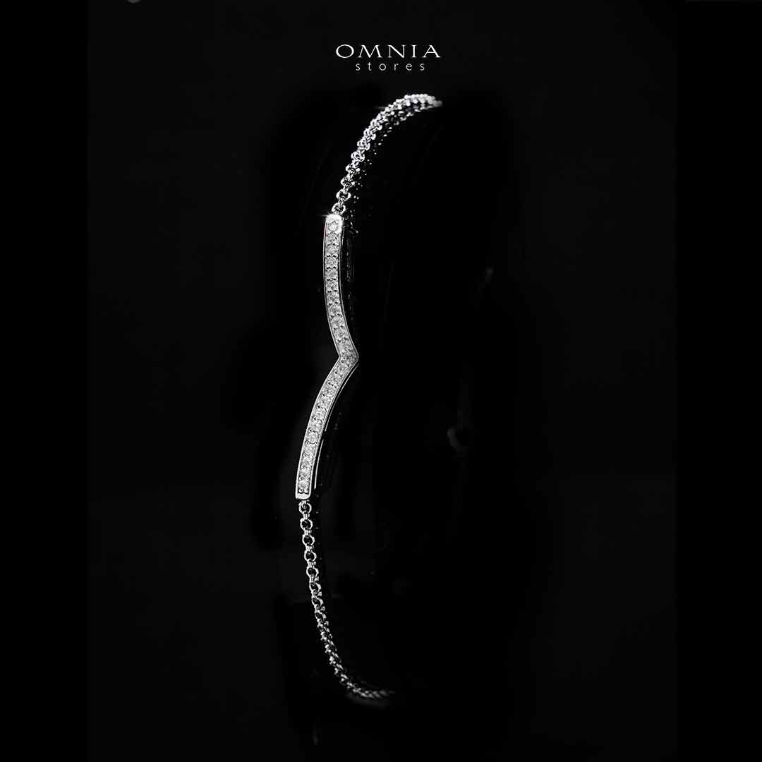 Omnia Fareeha White Silver Bracelet In 925 Silver High Quality Certified Lab Crafted Stones - OMNIASTORES UAE