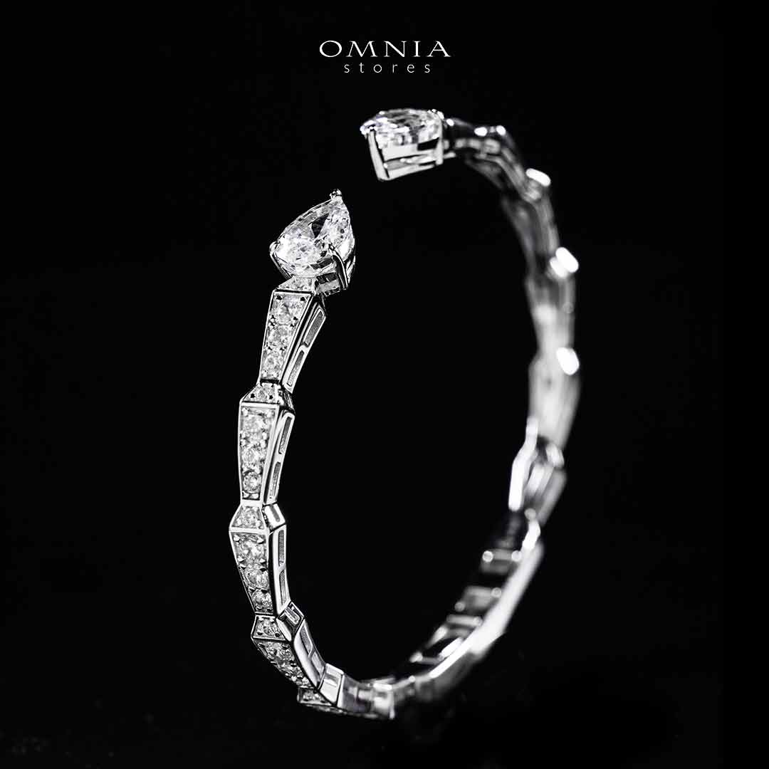 Omnia Aqeelah White Silver Bangle In 925 Silver High Quality Certified Lab Crafted Stones - OMNIASTORES UAE