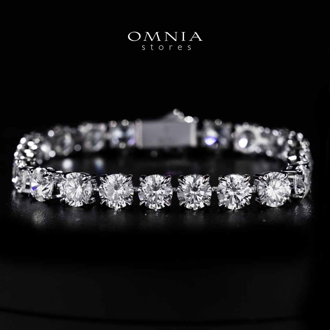 Omnia Baseema White Silver Bracelet In 925 Silver High Quality Certified Lab Crafted Stones - OMNIASTORES UAE