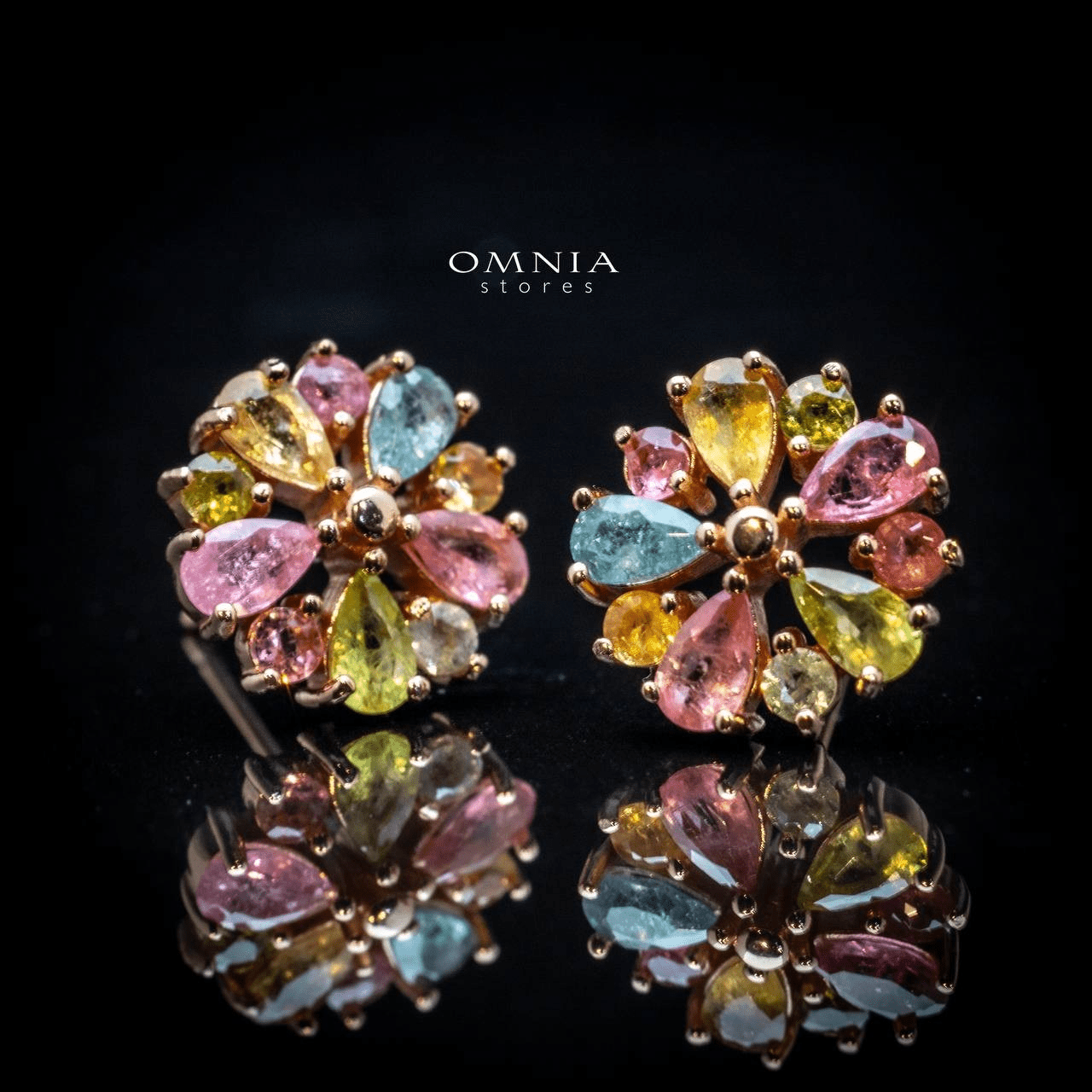 Omnia Hailee Earrings In 92.5 Silver High Quality Natural tourmaline - OMNIASTORES UAE