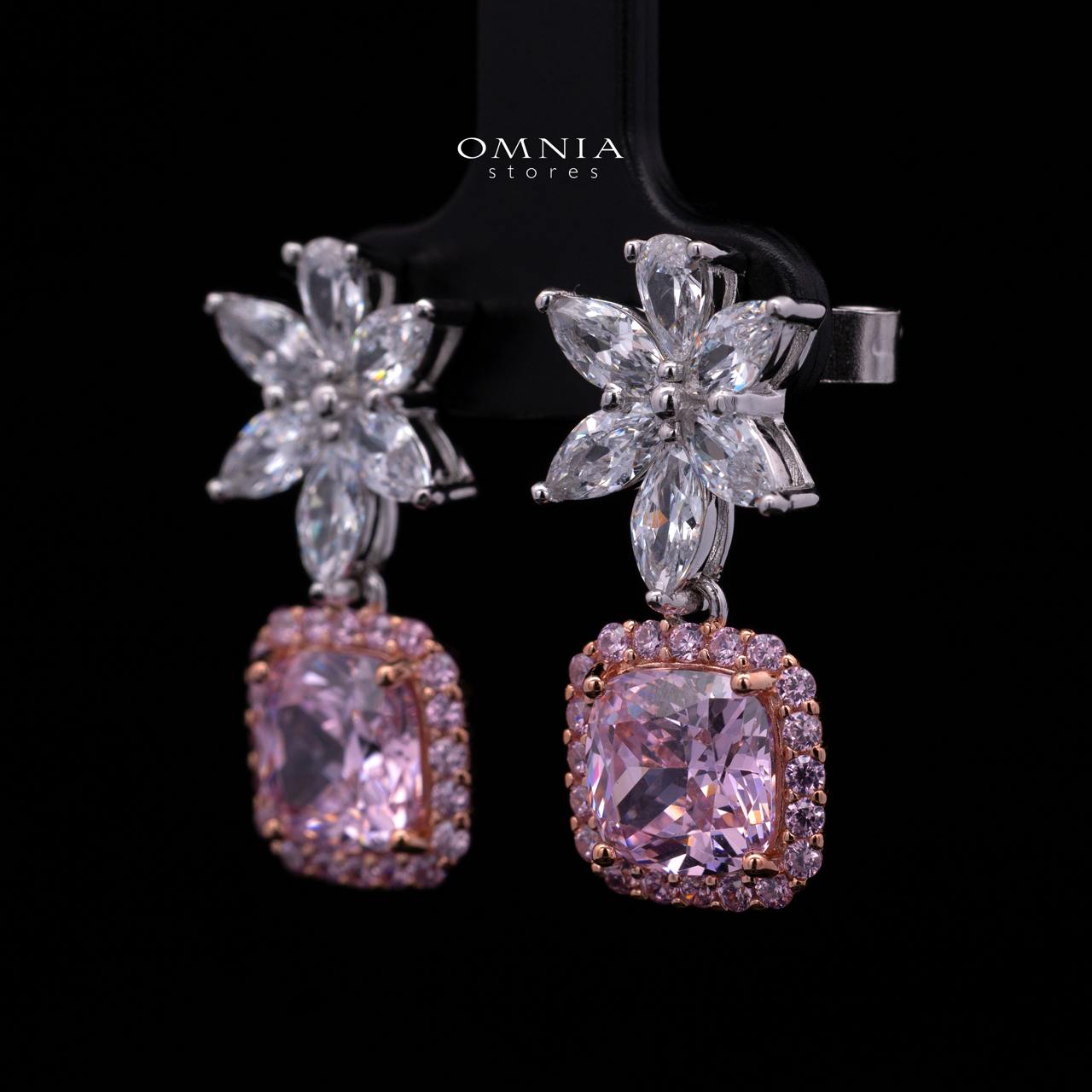Daleyza Pink 925 Sterling Silver Earrings with High-Quality Premium Simulated Diamond Stone