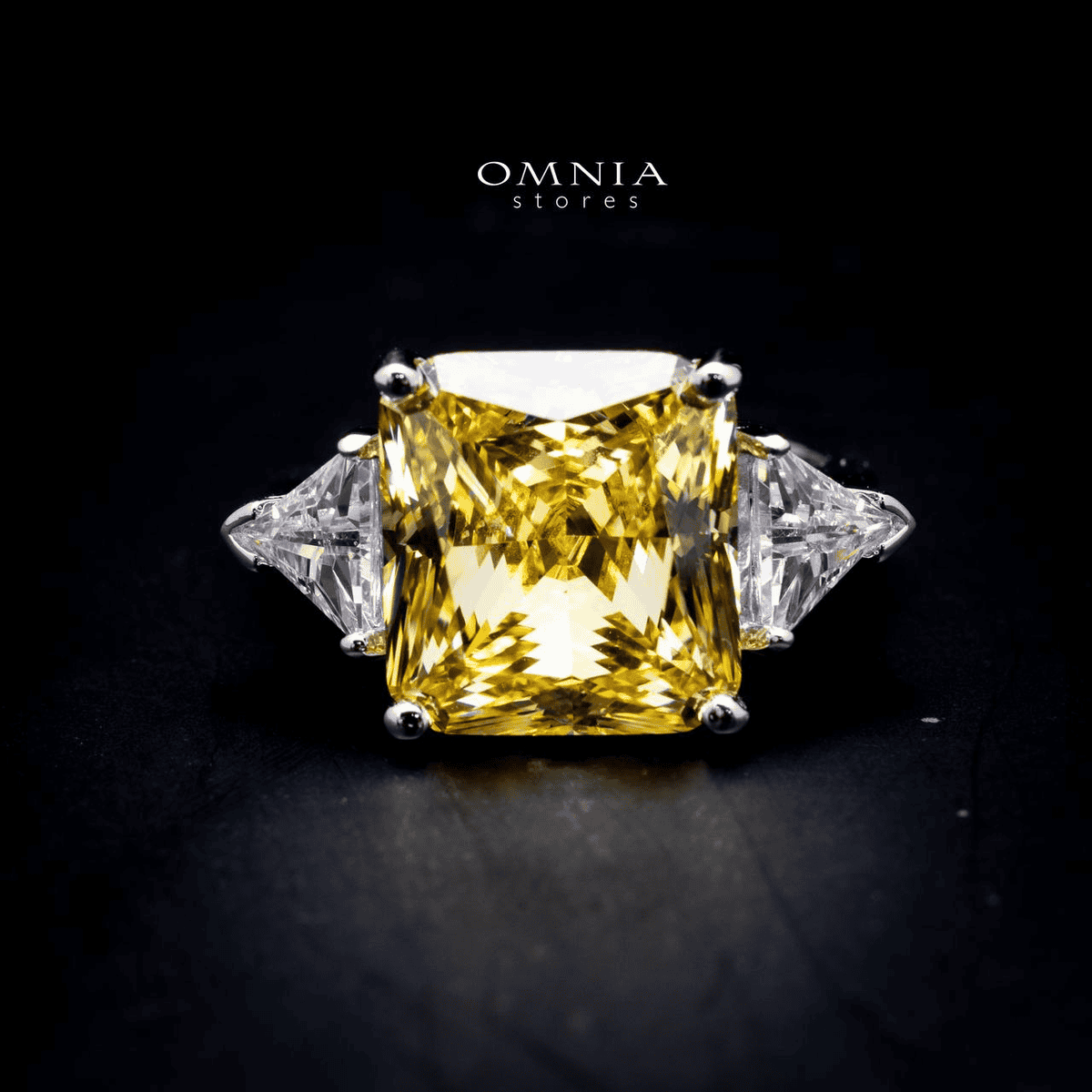 Omnia Adelina Yellow Ring 1.25 Carat Ring 92.5 Silver in High Quality Simulated Diamonds - OMNIASTORES UAE