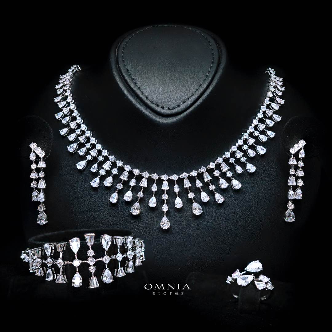 Xena White Luxury Bridal Full Set Premium Rhodium-Plated with High-Quality Zircon Stones - OMNIASTORES KSA