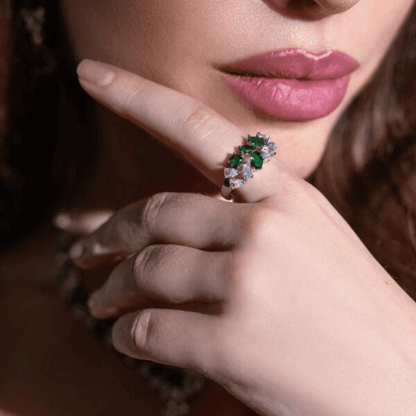 Omnia Reman Green Full Set in High Quality Zircon Stone Rhodium Plated - OMNIASTORES UAE
