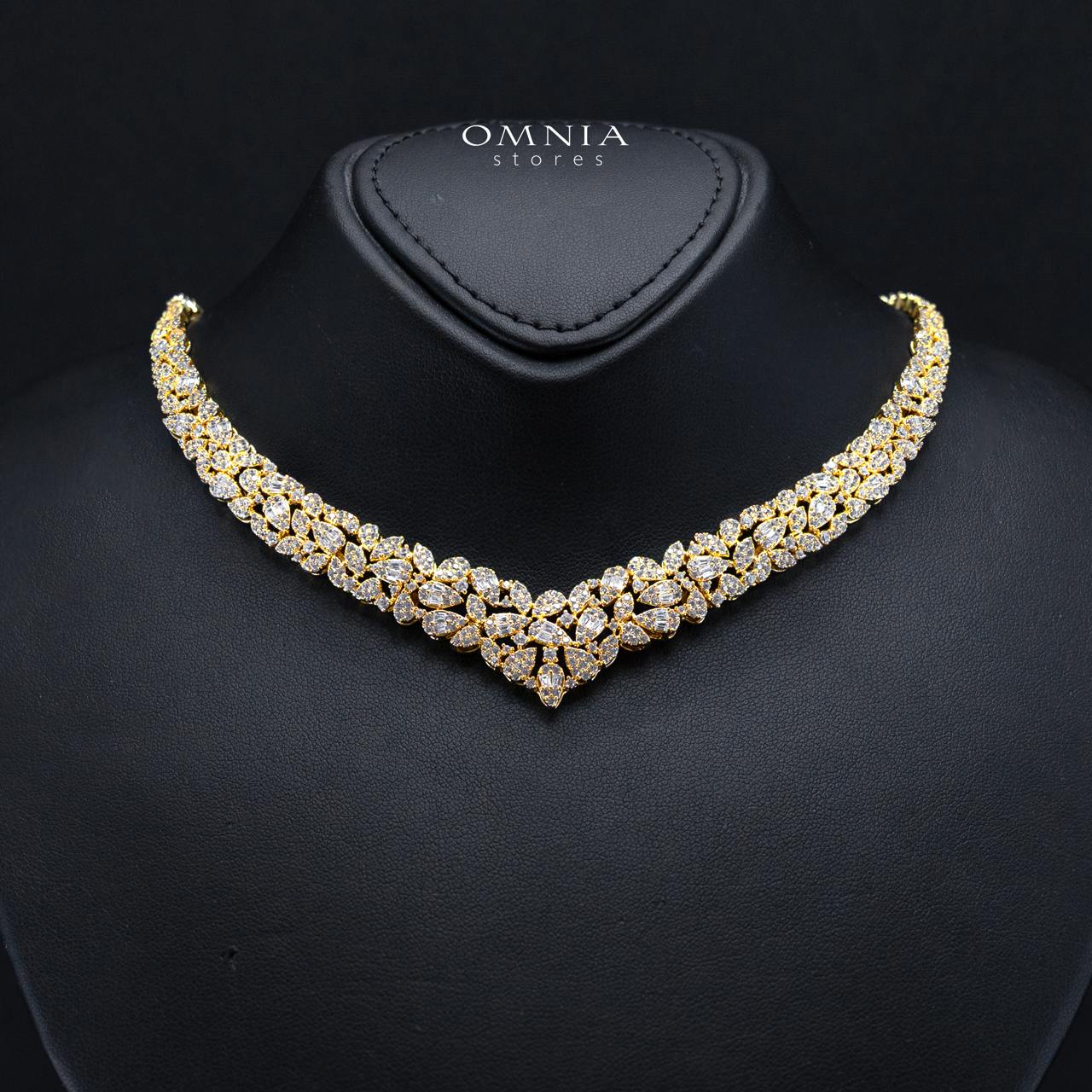 Alina Gold Bridal Full Set in High Quality Zircon Stone Rhodium Plated