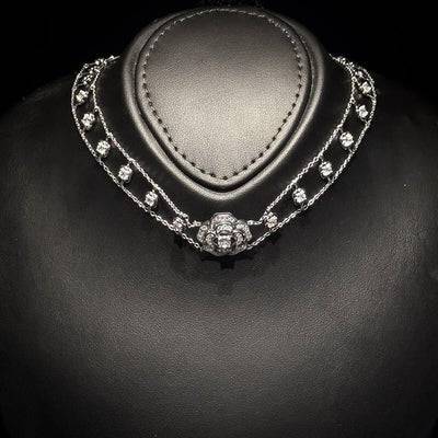 Omnia Rose Choker Necklace in 925 Silver with High Quality Simulated Diamonds - OMNIASTORES UAE