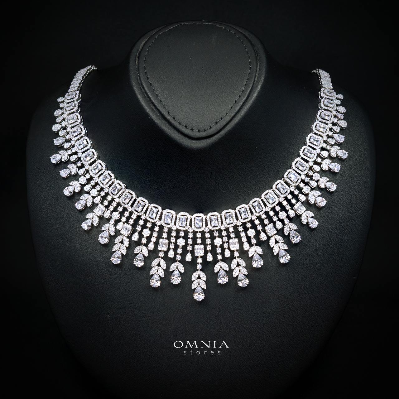 Arabella White Bridal Full Set Accessories in High Quality Premium Zircon Stone in Rhodium Plated - OMNIASTORES KSA