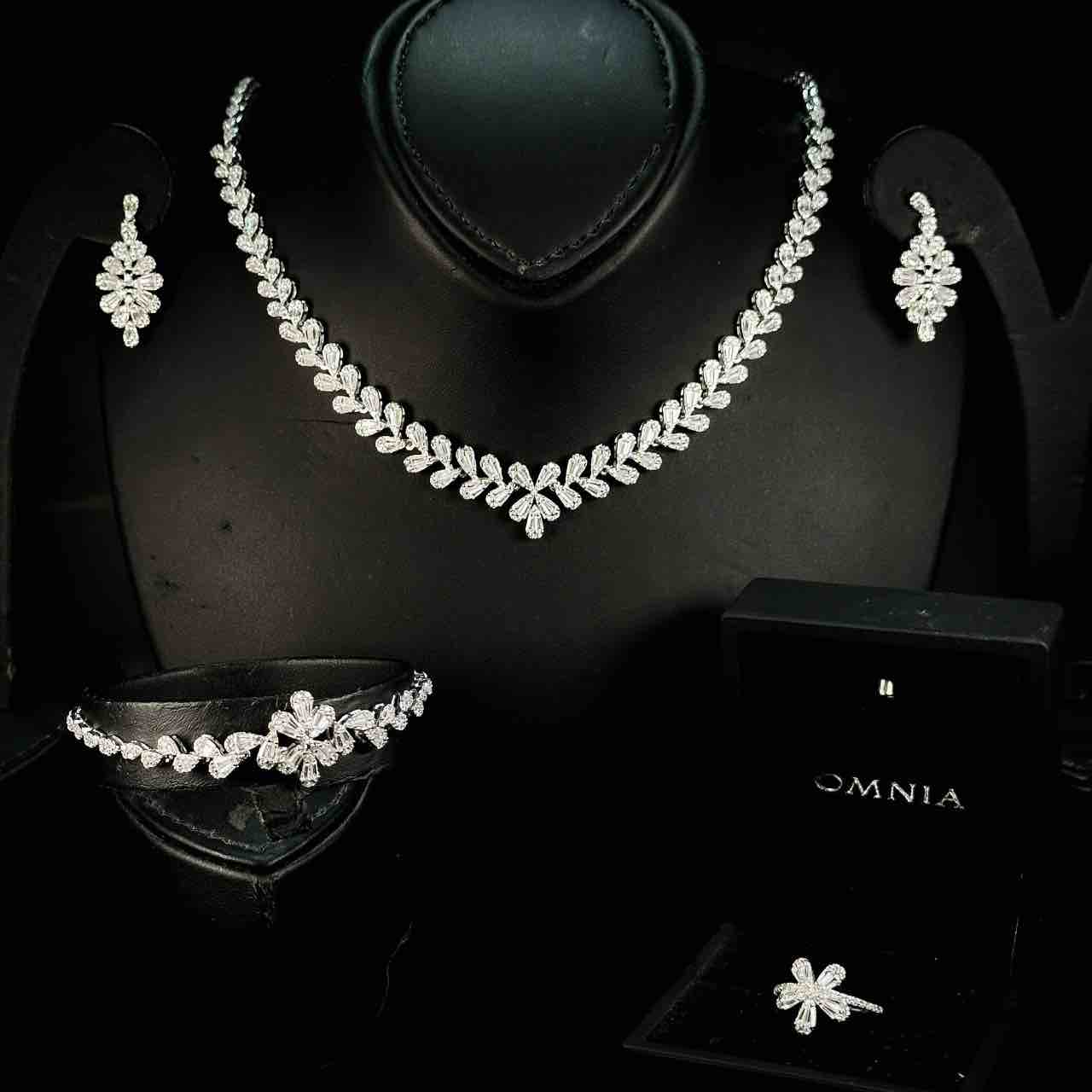 Omnia Iffat White Bridal Full Set in 925 Silver High Quality Simulated Diamonds - OMNIASTORES UAE