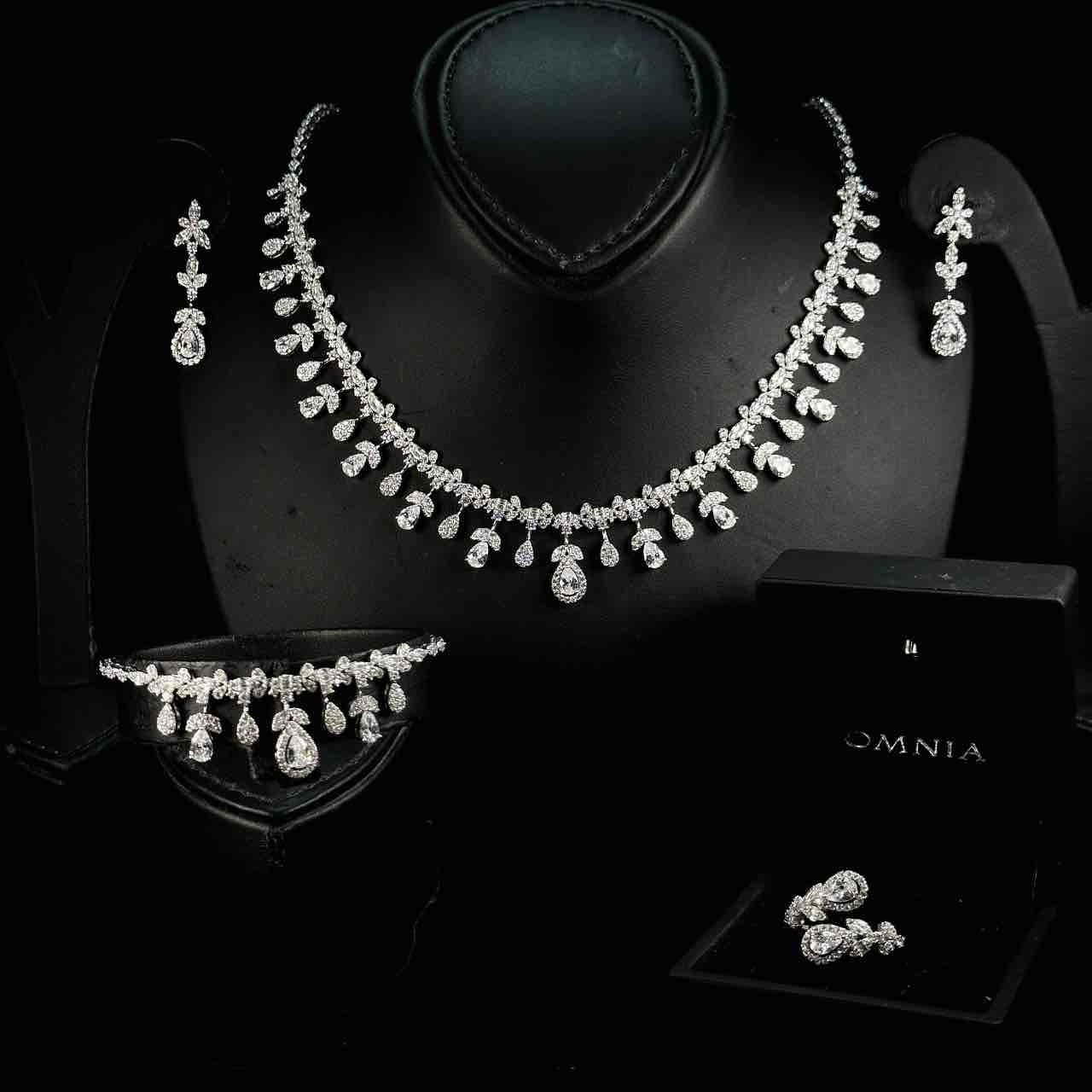 Omnia Kaamla White Bridal Full Set in 925 Silver High Quality Simulated Diamonds - OMNIASTORES UAE