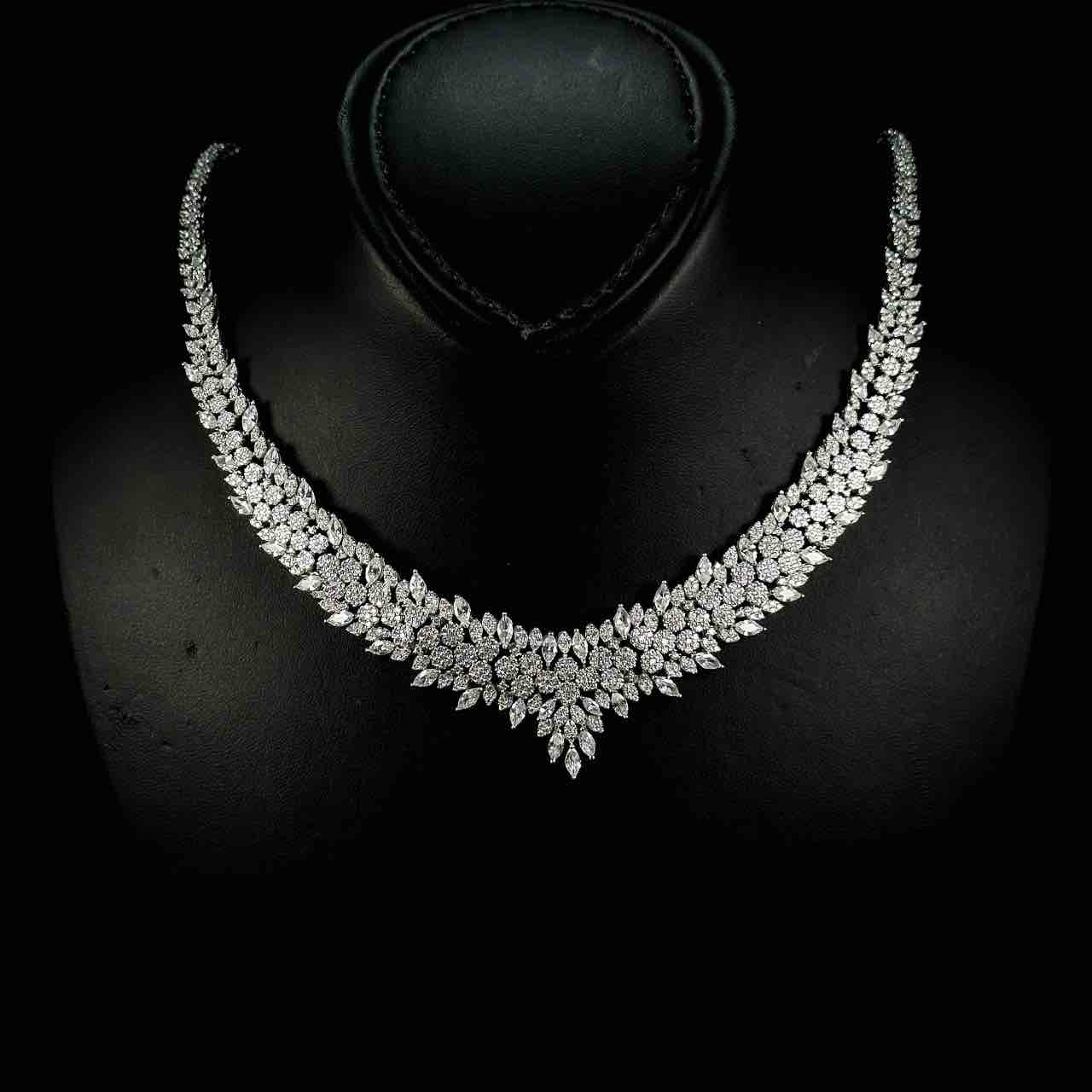 Omnia Naziha White Bridal Full Set in 925 Silver High Quality Simulated Diamonds - OMNIASTORES UAE