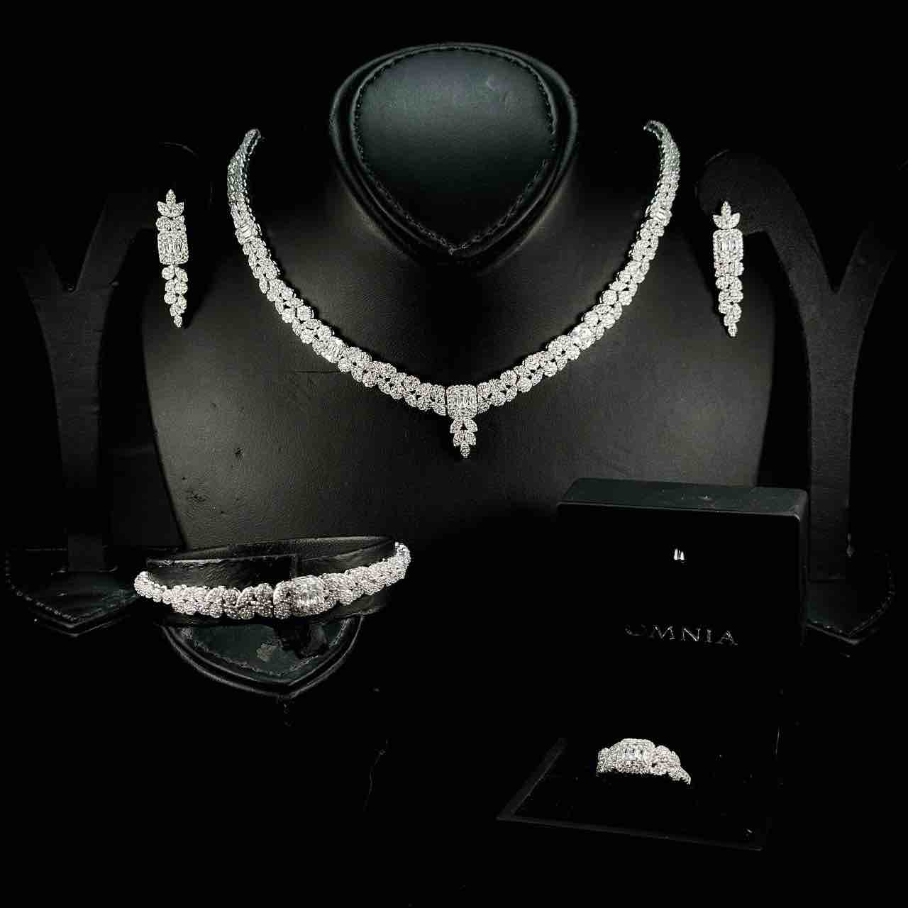 Omnia Mariyah White Bridal Full Set in 925 Silver High Quality Simulated - OMNIASTORES UAE