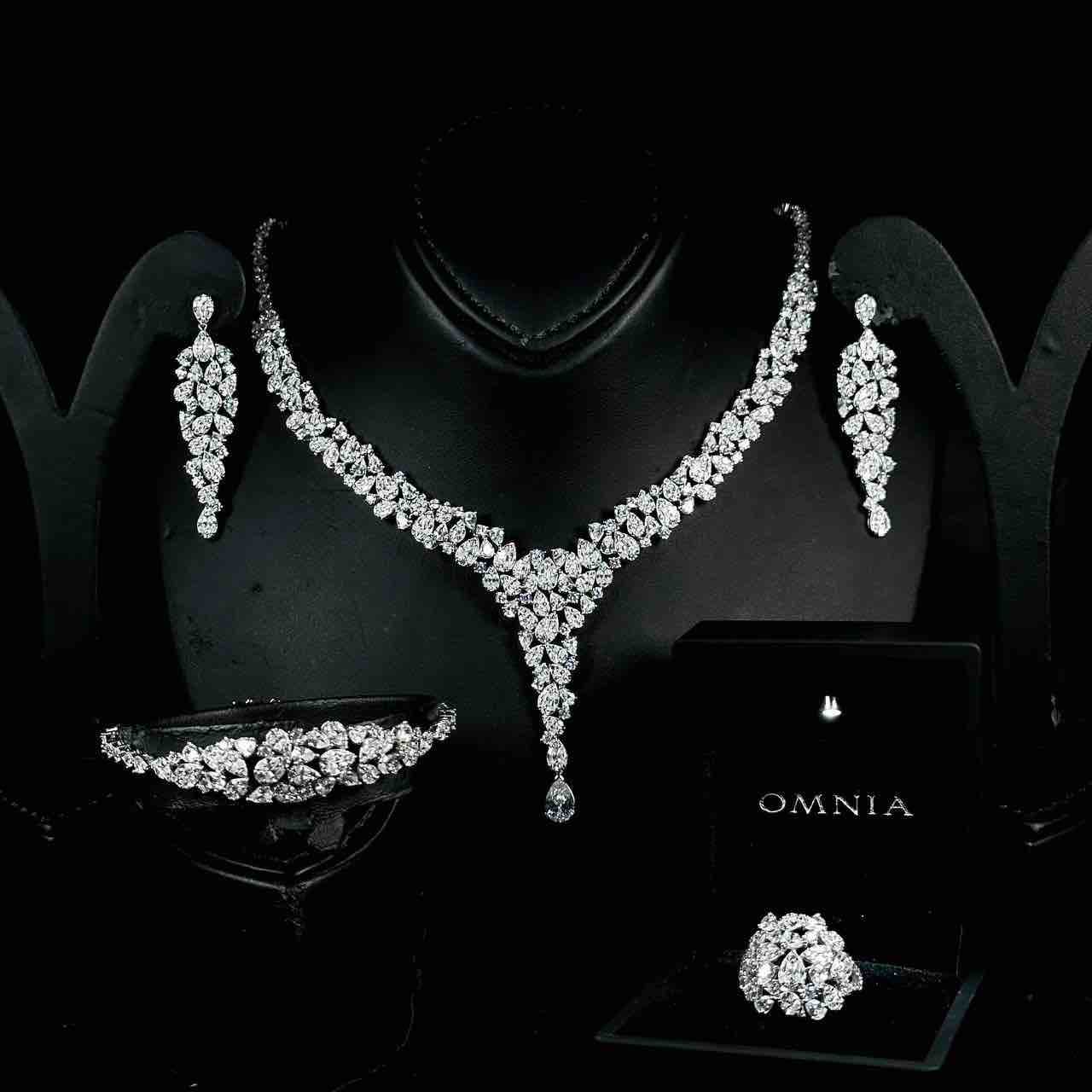 Omnia Nouf White Bridal Full Set in 925 Silver High Quality Simulated Diamonds - OMNIASTORES UAE
