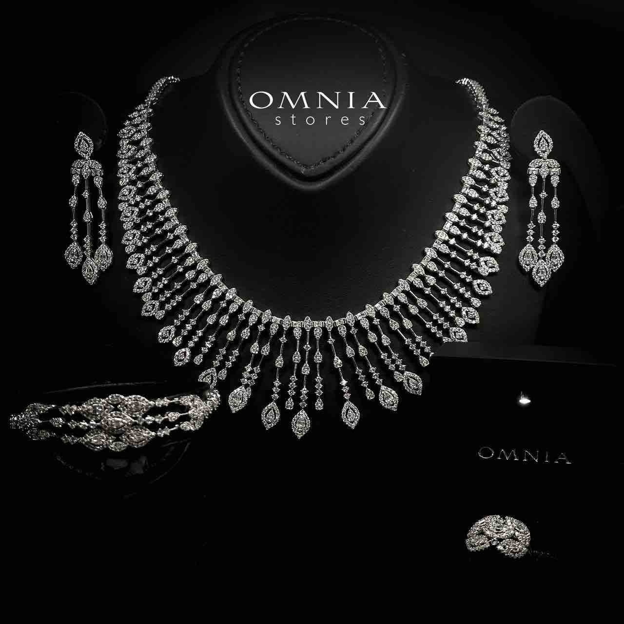 Omnia Nuzha White Bridal Full Set in 925 Silver High Quality Simulated Diamonds - OMNIASTORES UAE