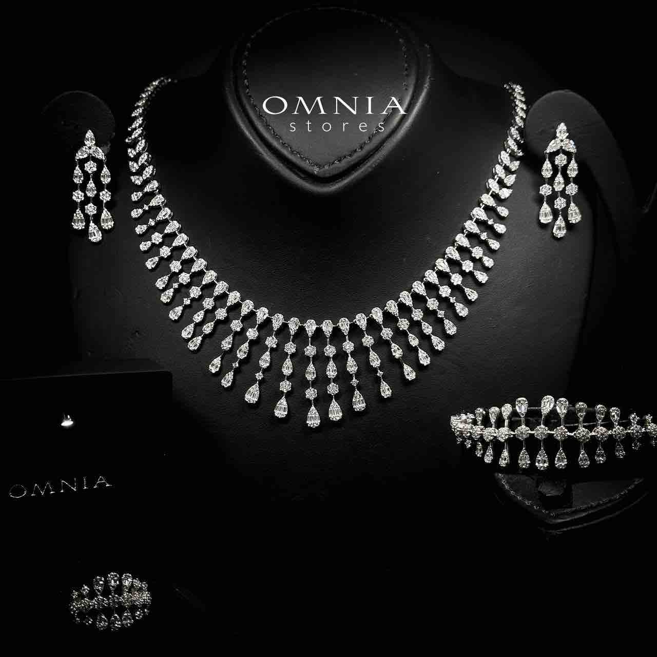 Omnia Rabeea White Bridal Full Set in 925 Silver High Quality Simulated Diamonds - OMNIASTORES UAE