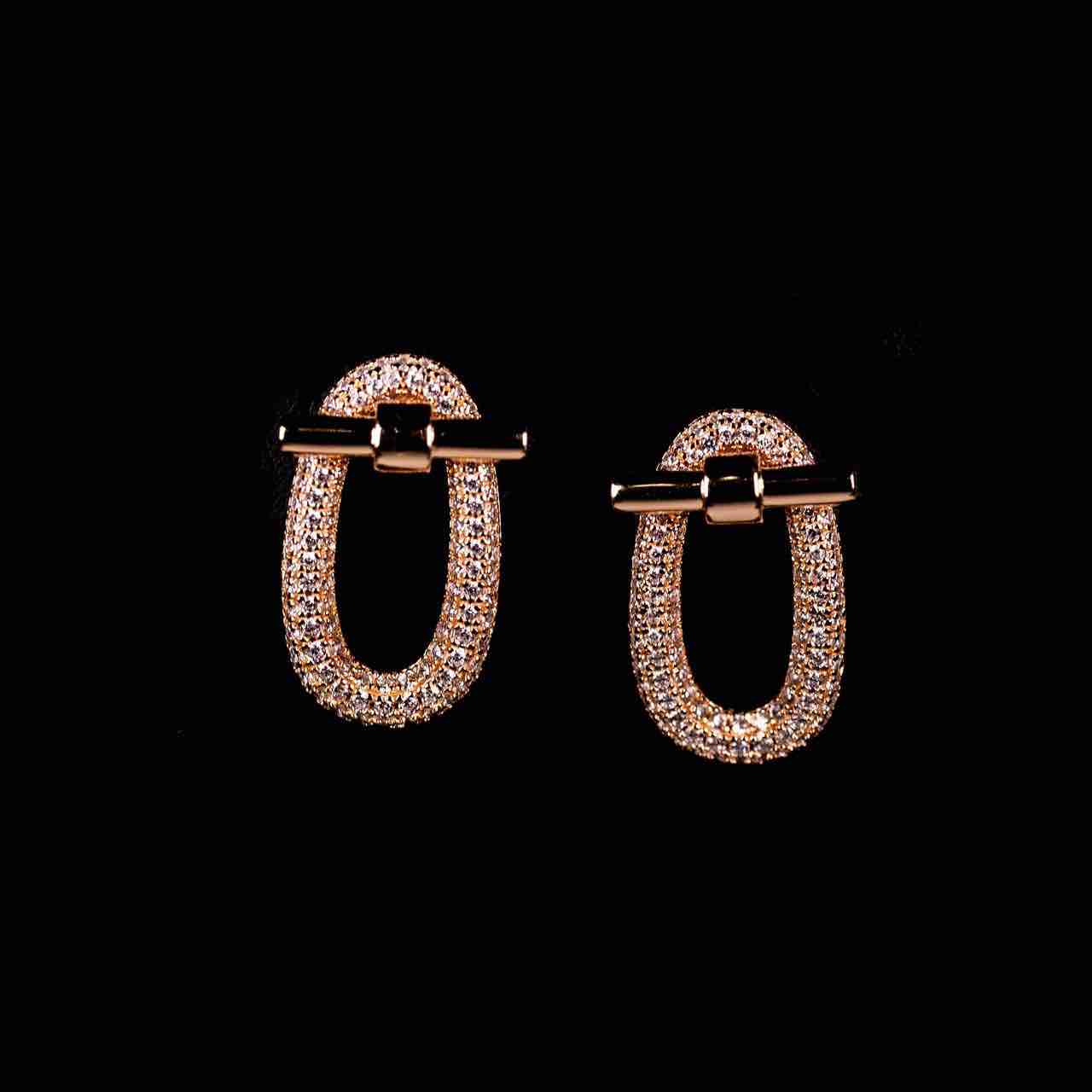 Omnia Najwa Rose Gold Stud Earrings In 925 Silver High Quality Certified Lab Crafted Stones - OMNIASTORES UAE
