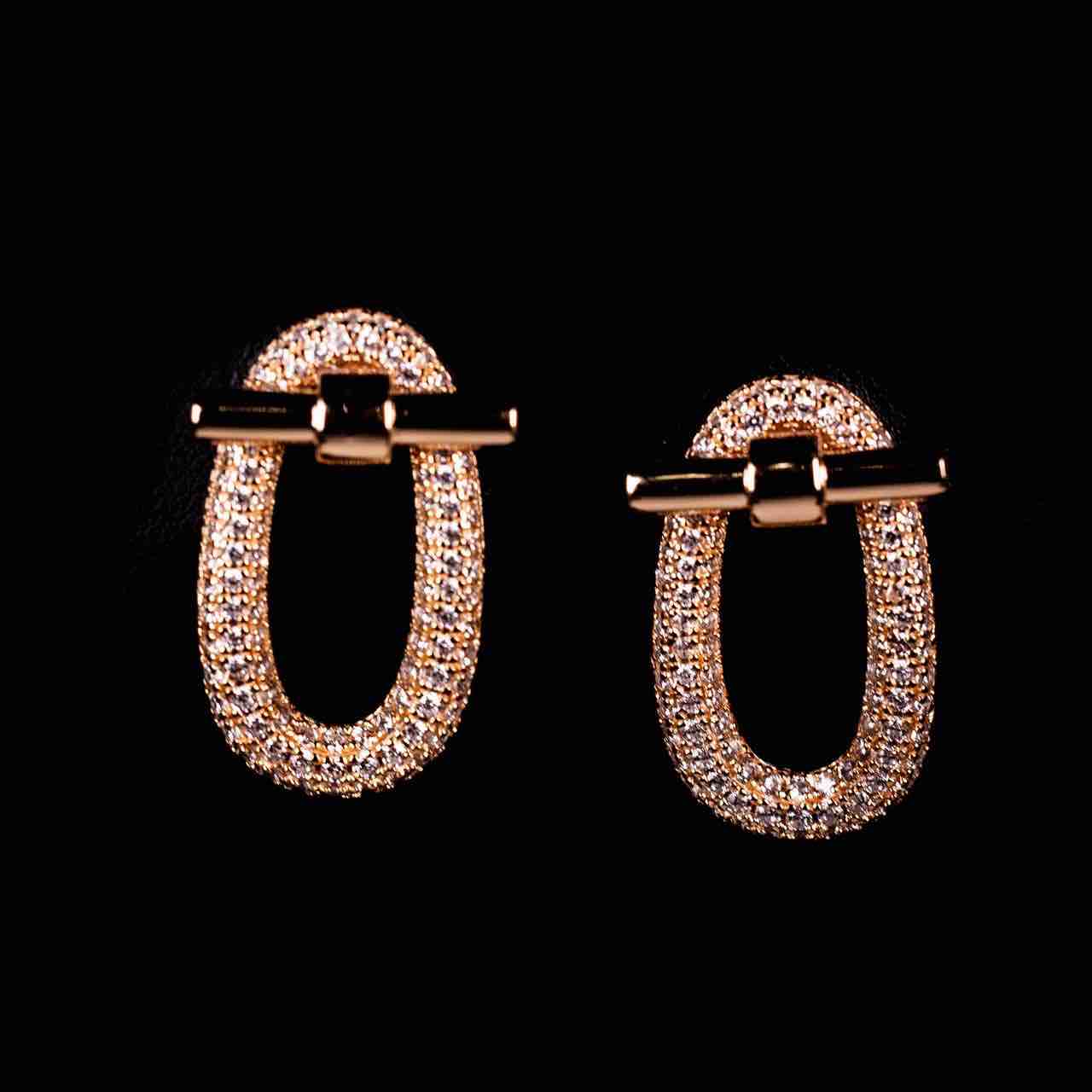 Omnia Najwa Rose Gold Stud Earrings In 925 Silver High Quality Certified Lab Crafted Stones - OMNIASTORES UAE