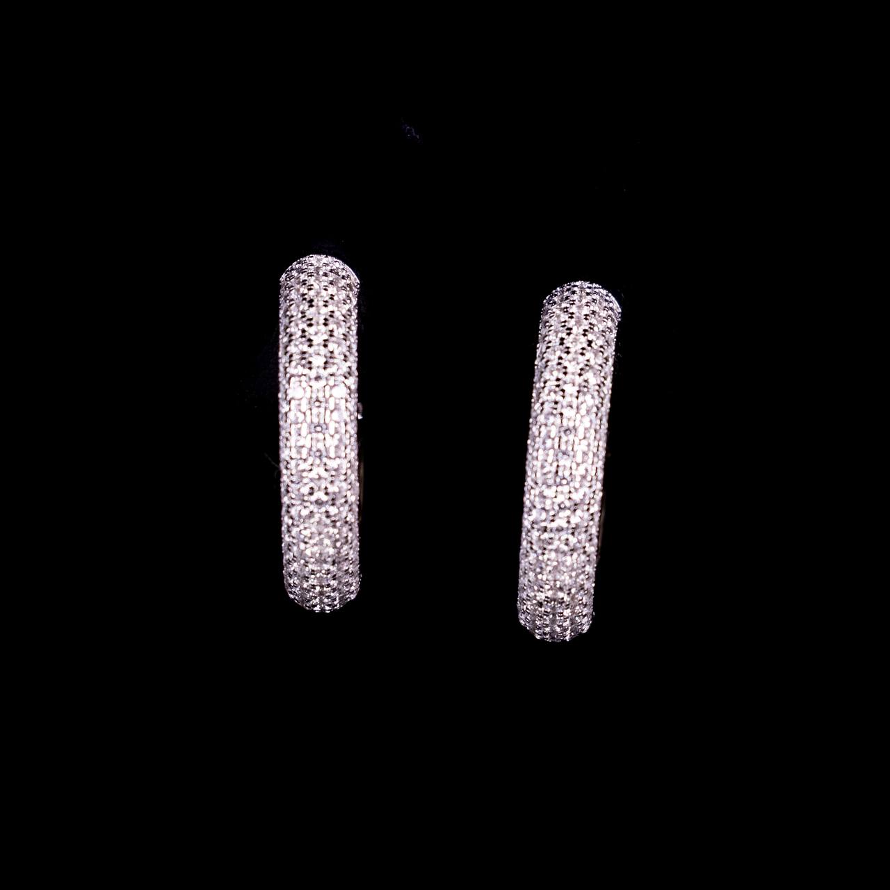 Omnia Sabira White Hoop Silver Earrings In 925 Silver High Quality Certified Lab Crafted Stones - OMNIASTORES UAE