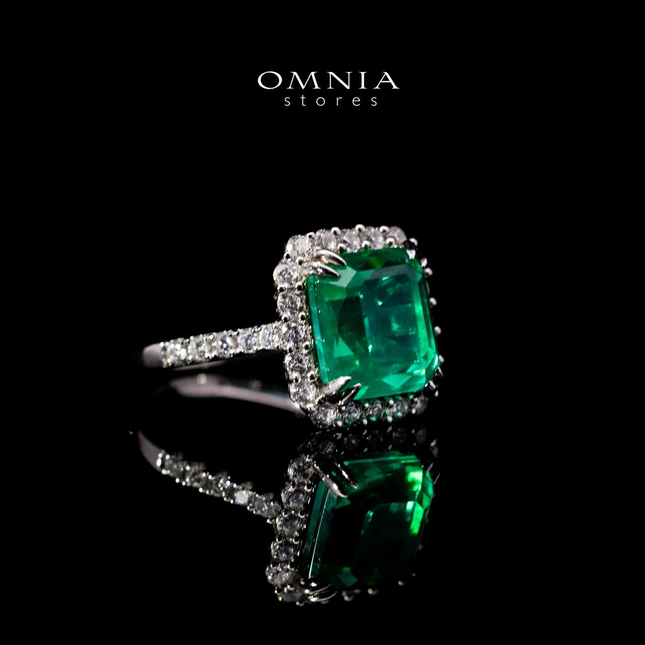 Omnia Rimala White and Green Ring In 925 Silver High Quality Certified Lab Crafted Stones - OMNIASTORES UAE