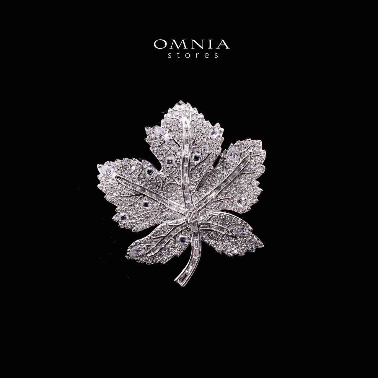 Omnia Aleena Leaf Silver Brooch in 925 Silver High Quality Simulated diamonds - OMNIASTORES UAE