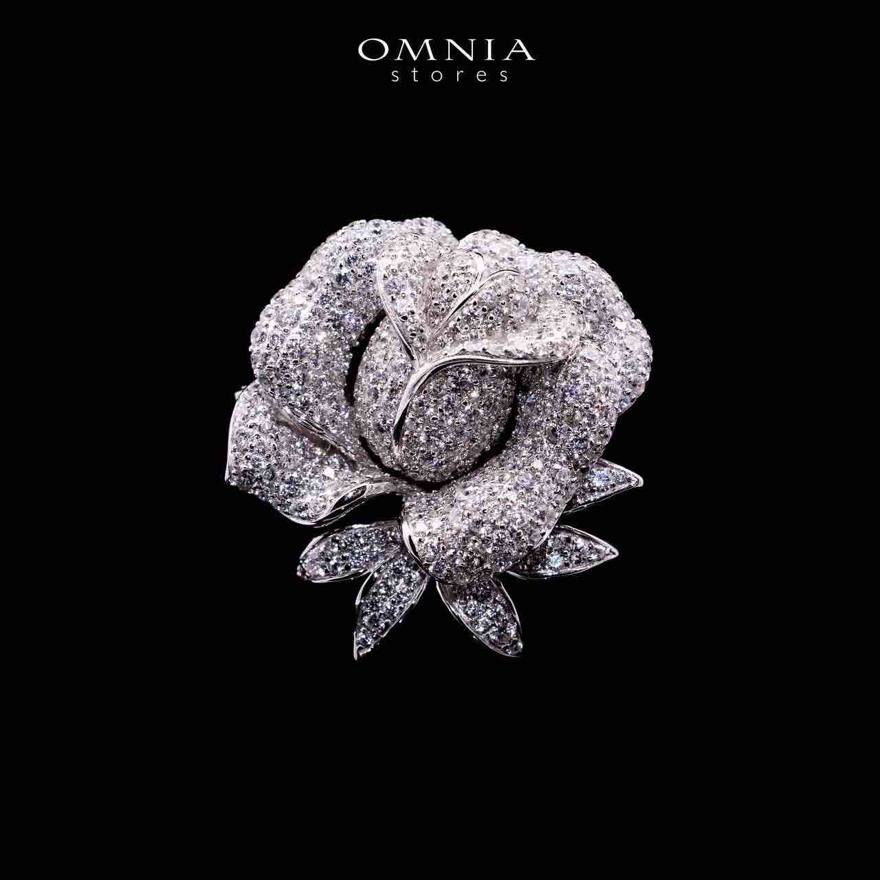 Omnia Stella Rose Silver Brooch in 925 Silver High Quality Simulated Diamonds - OMNIASTORES UAE