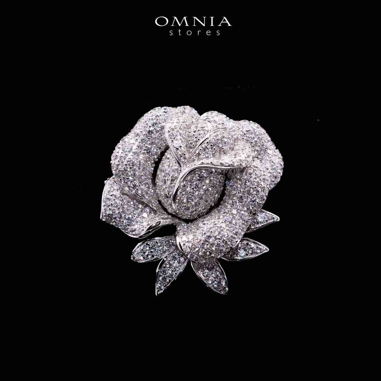 Omnia Stella Rose Silver Brooch in 925 Silver High Quality Simulated Diamonds - OMNIASTORES UAE