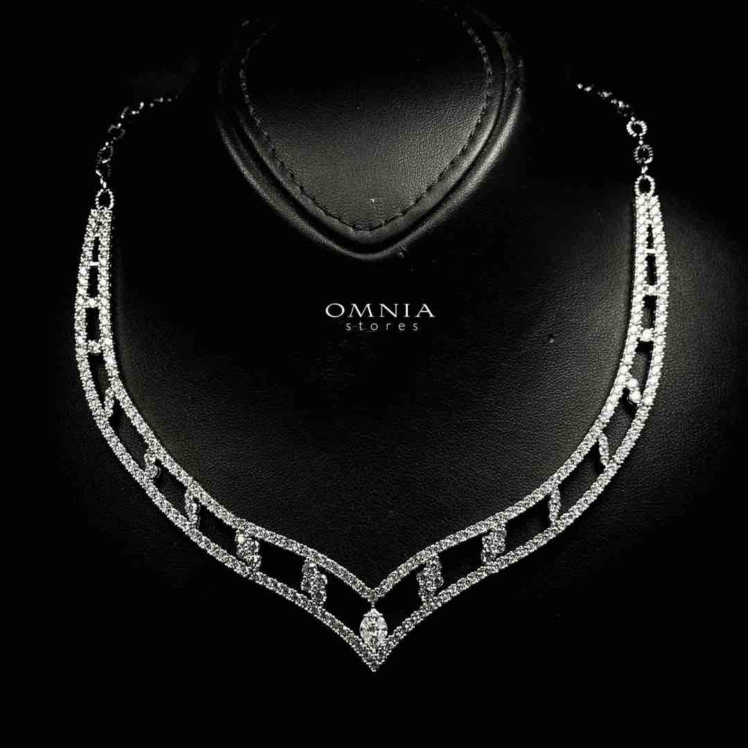 Omnia Hameeda White Necklace In 925 Silver High Quality Caertified Lab Crafted Stones - OMNIASTORES UAE