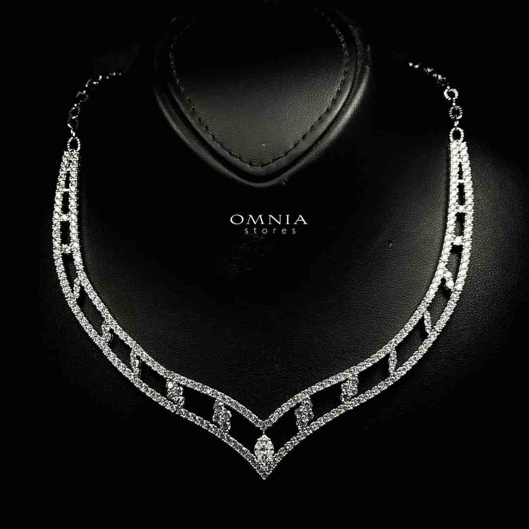 Omnia Hameeda White Necklace In 925 Silver High Quality Caertified Lab Crafted Stones - OMNIASTORES UAE
