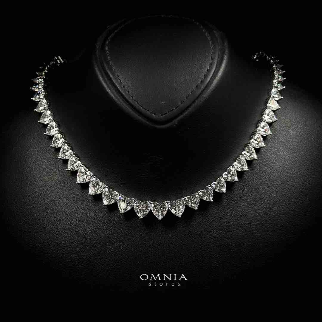 Omnia Hayaam White Heart Necklace In 925 Silver High Quality Caertified Lab Crafted Stones - OMNIASTORES UAE