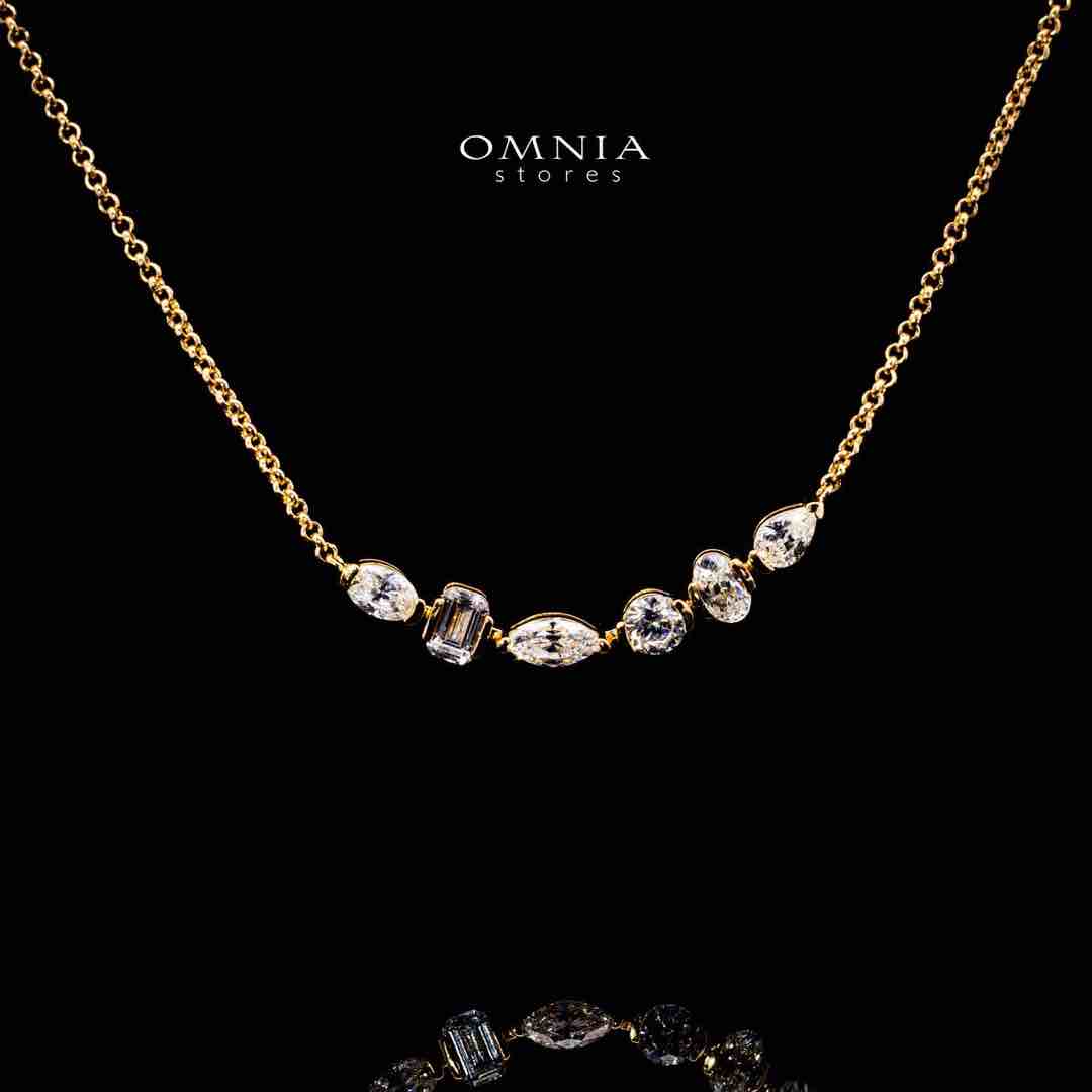 Omnia Huma Golden Pendant Necklace In 925 Silver High Quality Caertified Lab Crafted Stones - OMNIASTORES UAE