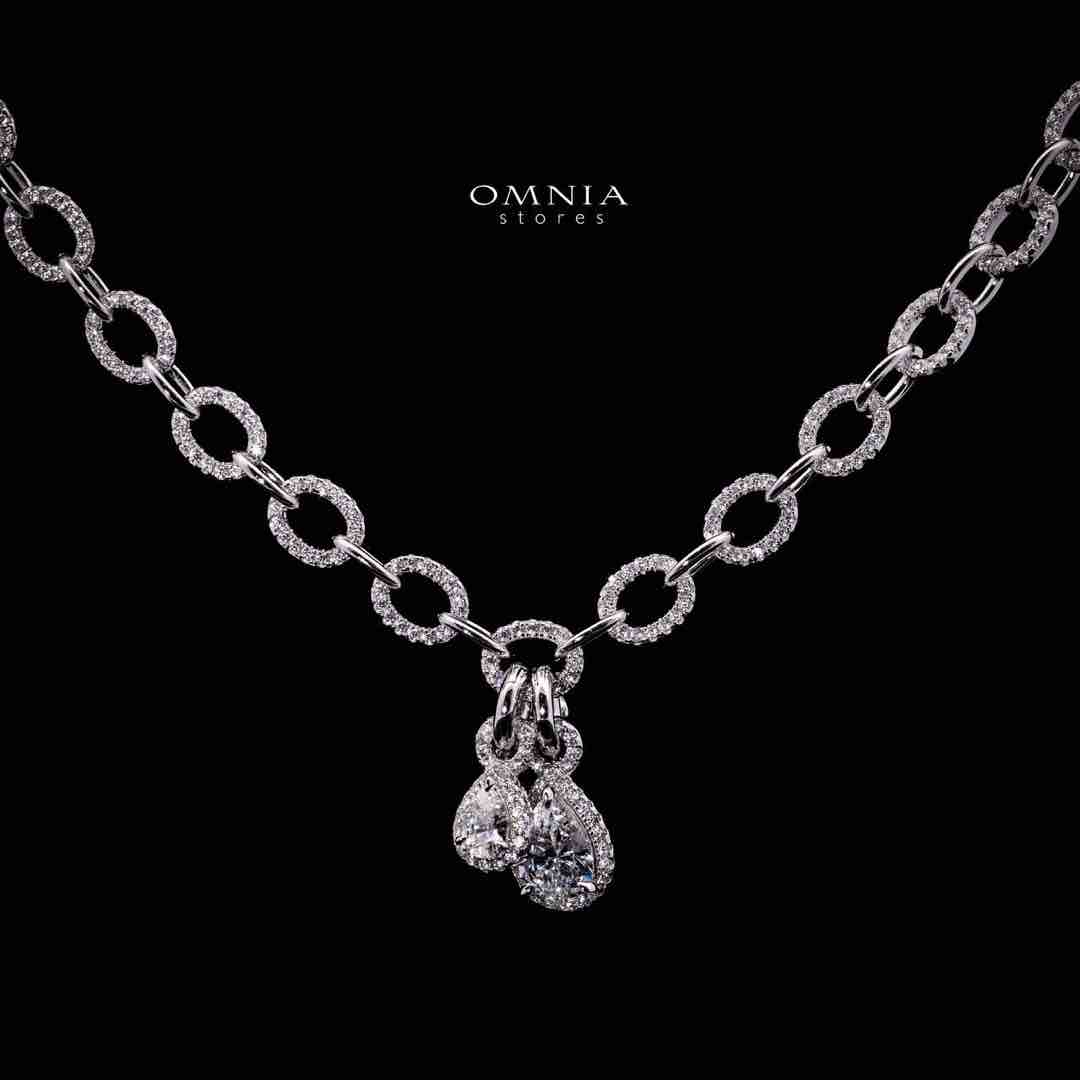 Omnia Madeeha White Pendant Necklace In 925 Silver High Quality Certified Lab Crafted Stones - OMNIASTORES UAE