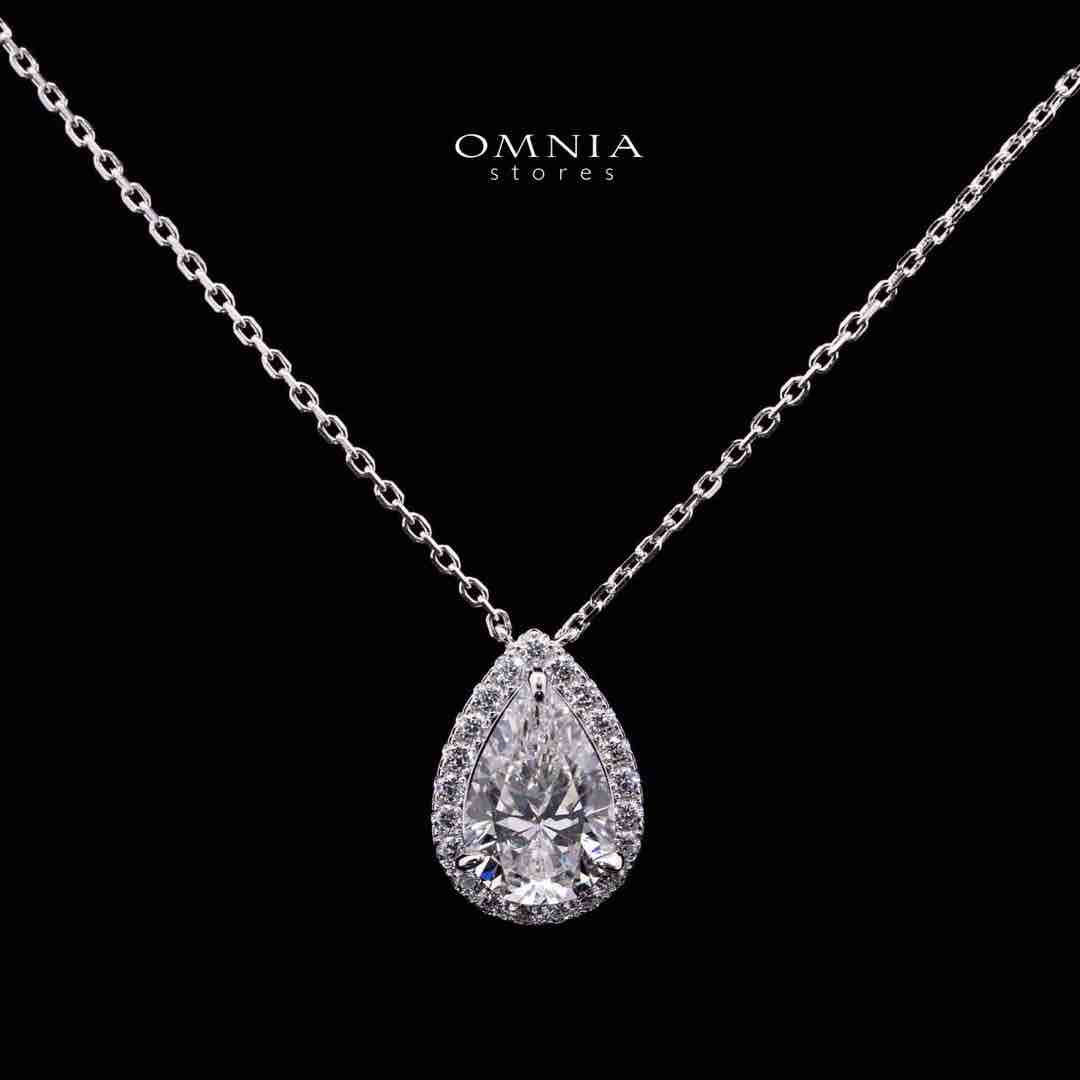 Omnia Fariah White Pear Pendant Necklace In 925 Silver High Quality Certified Lab Crafted Stones - OMNIASTORES UAE