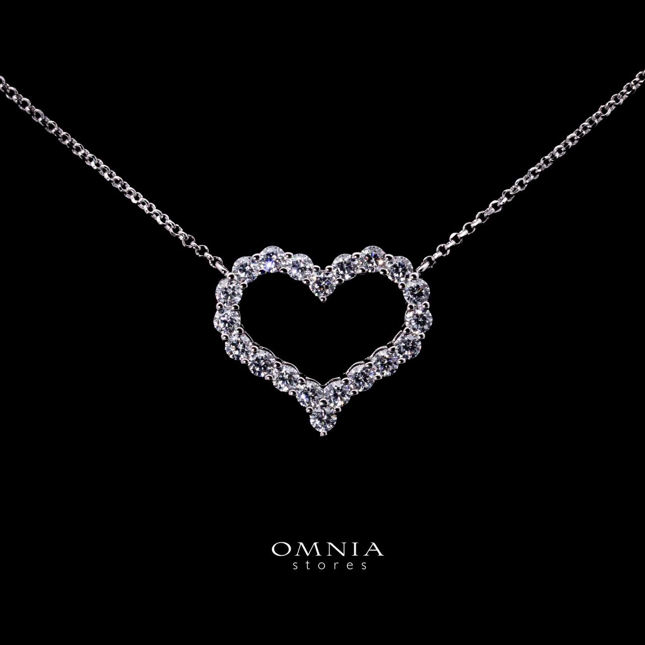 Omnia Afiya White Heart Pendant Necklace In 925 Silver High Quality Certified Lab Crafted Stones - OMNIASTORES UAE