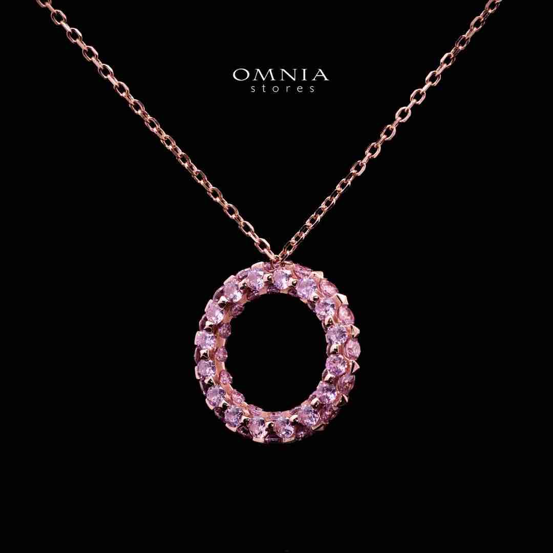 Omnia Maisa Rose Gold Pendant Necklace In 925 Silver High Quality Certified Lab Crafted Pink Stones - OMNIASTORES UAE