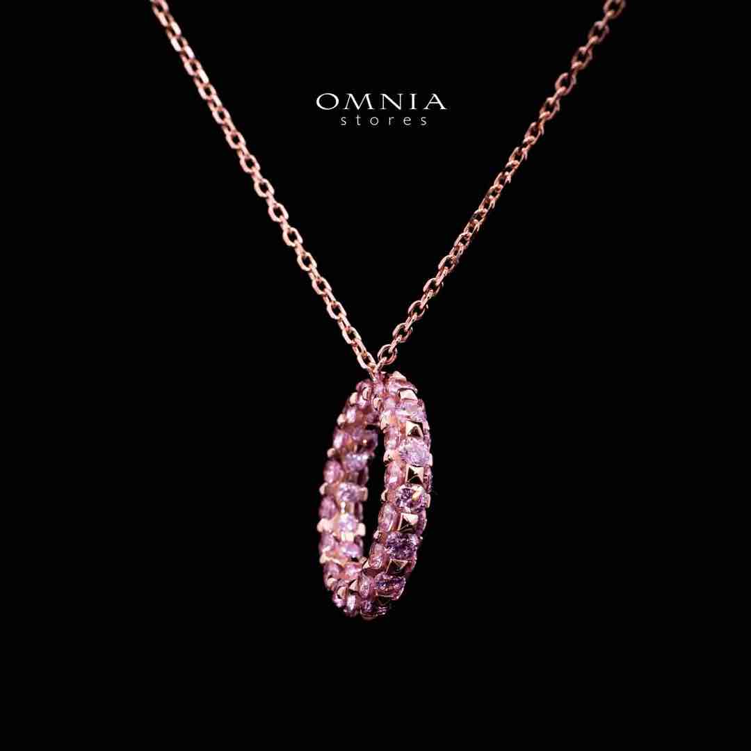 Omnia Maisa Rose Gold Pendant Necklace In 925 Silver High Quality Certified Lab Crafted Pink Stones - OMNIASTORES UAE