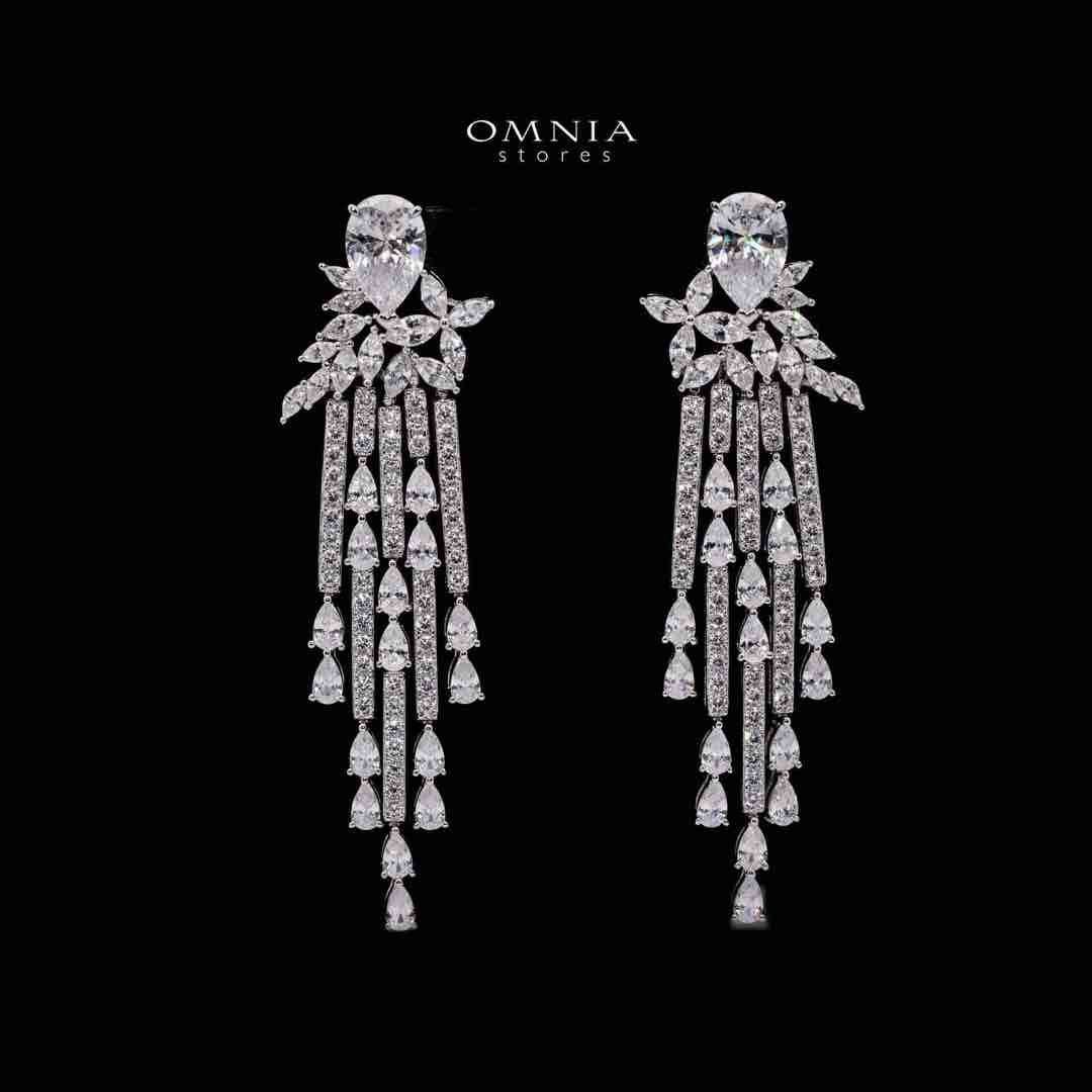 Omnia Vanya White Drop Earrings in 925 Silver with Pear-Cut High-Quality Simulated Diamonds - OMNIASTORES UAE