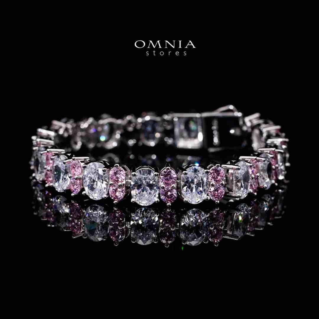 Omnia Jawaria Pink Silver Bracelet in 925 Silver with High-Quality Simulated Diamonds - OMNIASTORES UAE