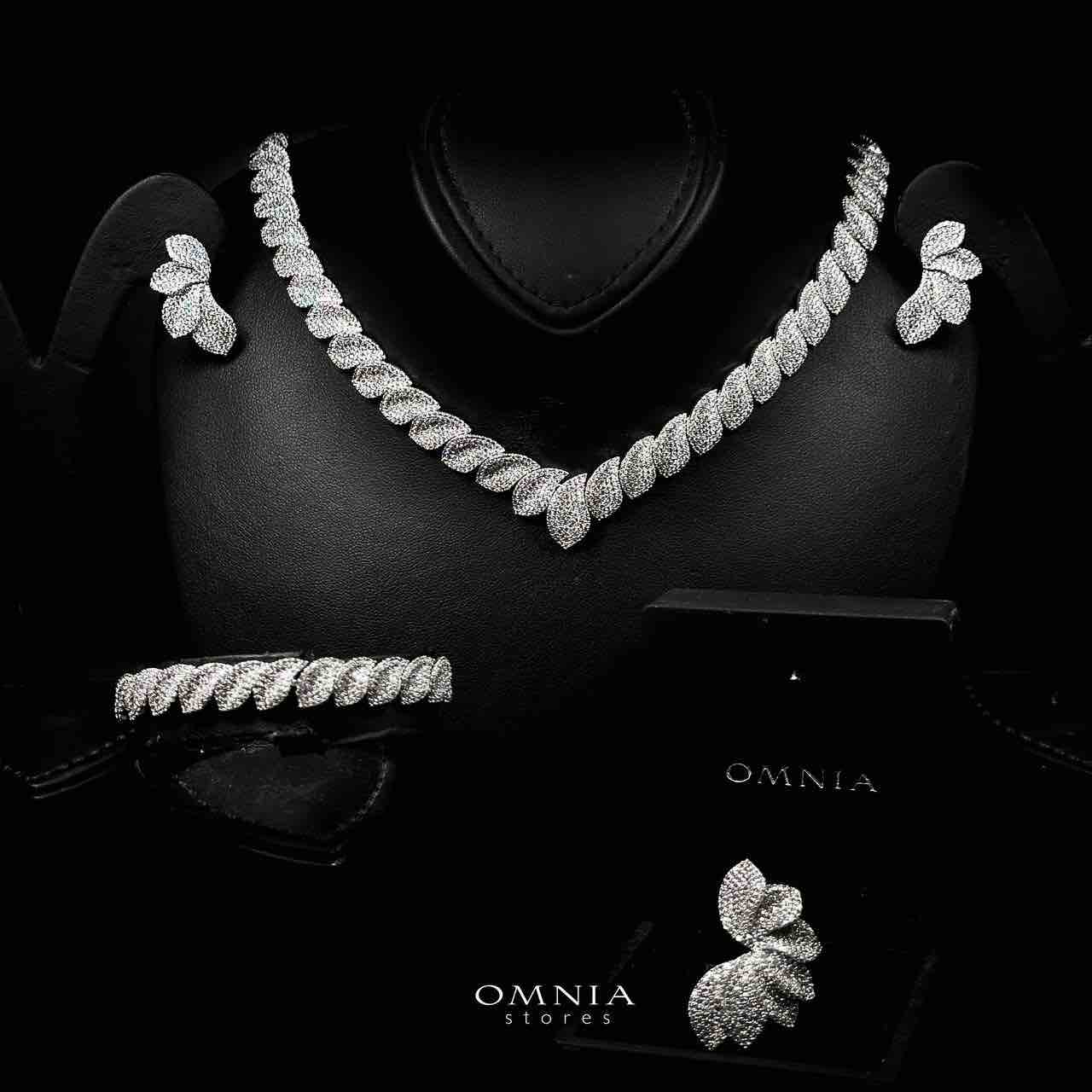 Omnia Alaia Luxury White Bridal Full Set in High Quality Zircon Stone Rhodium Plated - OMNIASTORES UAE