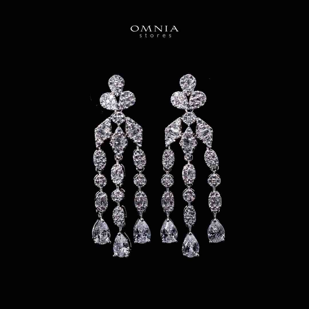 Omnia Zariyah Luxury White Necklace, Earrings and Ring Set in High Quality Zircon Stone Rhodium Plated - OMNIASTORES UAE