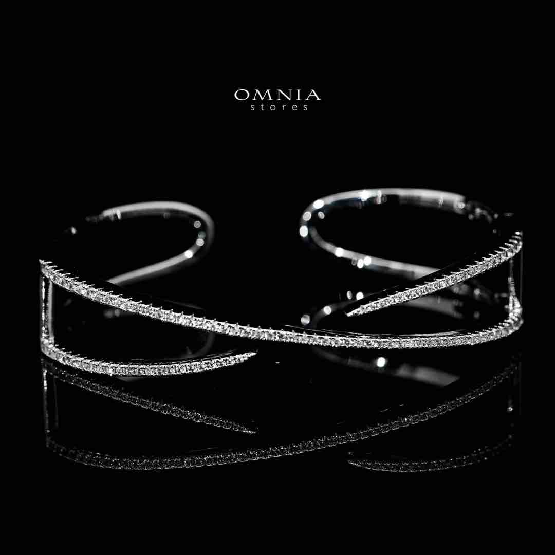 Omnia Zaniyah Luxury White Bracelet & RIng Set in High Quality Zircon Stone Rhodium Plated - OMNIASTORES UAE