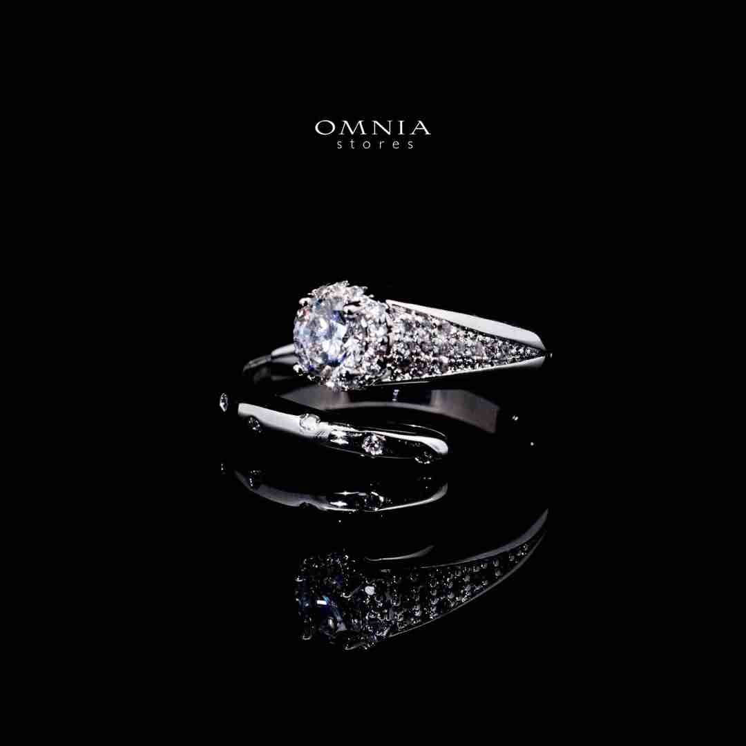 Omnia Soraya Luxury White Bracelet & RIng Set in High Quality Zircon Stone Rhodium Plated - OMNIASTORES UAE