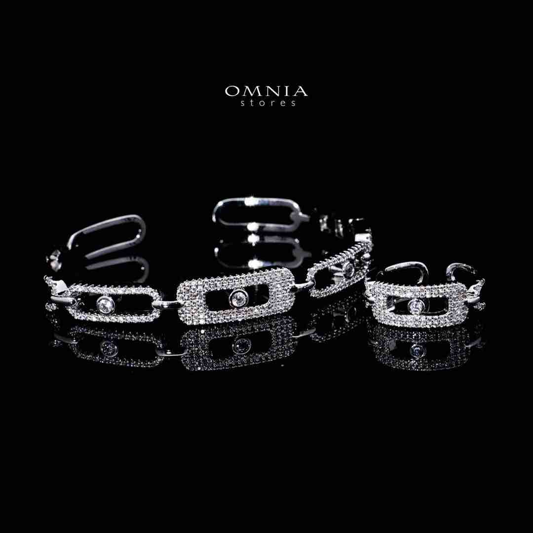 Omnia Amayah Luxury White Bracelet & RIng Set in High Quality Zircon Stone Rhodium Plated - OMNIASTORES UAE