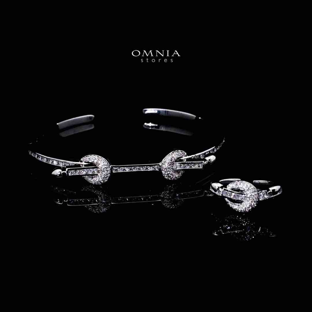 Omnia Zayla Luxury White Bracelet & RIng Set in High Quality Zircon Stone Rhodium Plated - OMNIASTORES UAE