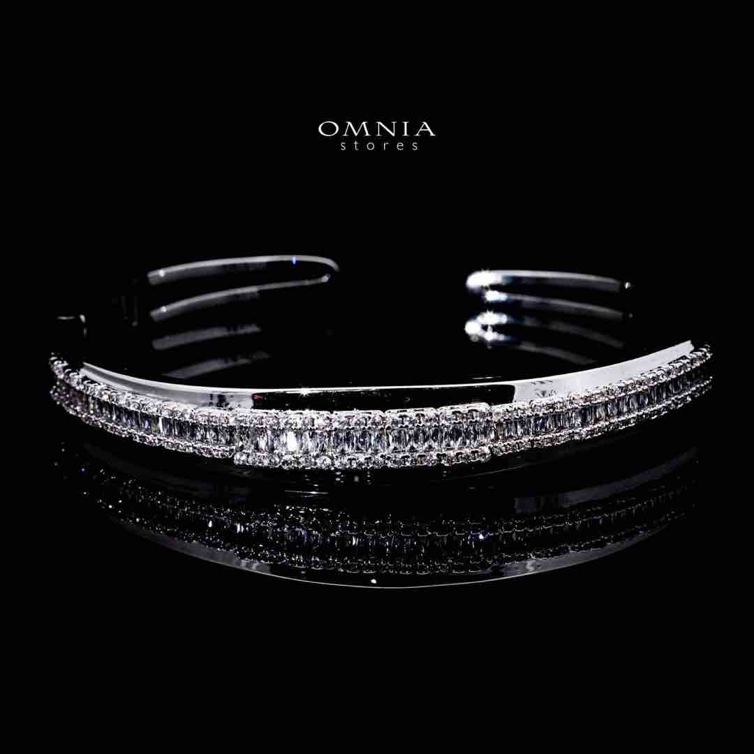 Omnia Aminah Luxury White Bracelet & RIng Set in High Quality Zircon Stone Rhodium Plated - OMNIASTORES UAE